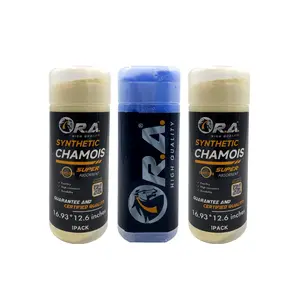 R.A. 3D Premium Fast-Drying Shammy Towel for Cars (3-Pack) – Super Absorbent, Reusable Chamois Cloths for Car Drying, Scratch-Free and Streak-Free Finish