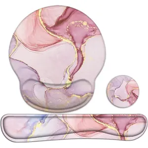 Keyboard Wrist Rest and Mouse Pad with Wrist Support, Ergonomic Memory Foam Mouse Pad for Gaming and Office, Pain Relief Mouse Pad and Wrist Support Set