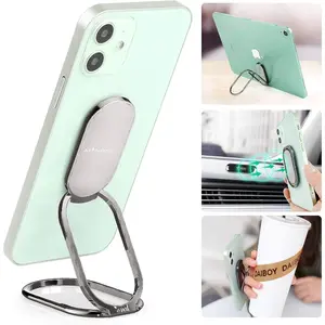Phone Ring Holder Finger Kickstand 360° Rotation Foldable Cell Phone Back Grip Stand for Desk Use For iPhone, iPad, Smartphones and Tablets (with Universal Magnetic Car Mount)