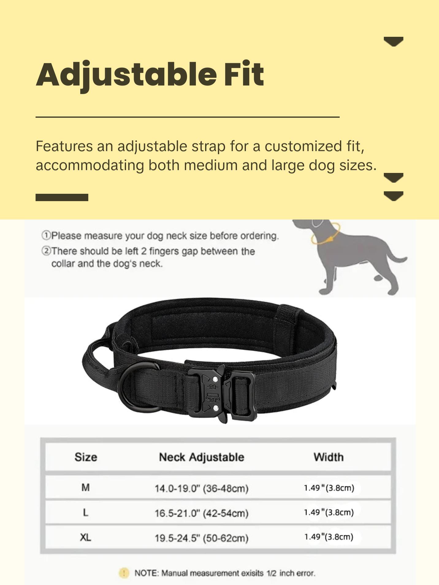 Outdoor Tactical Dog Collar with Metal Buckle for Medium/Large Dogs