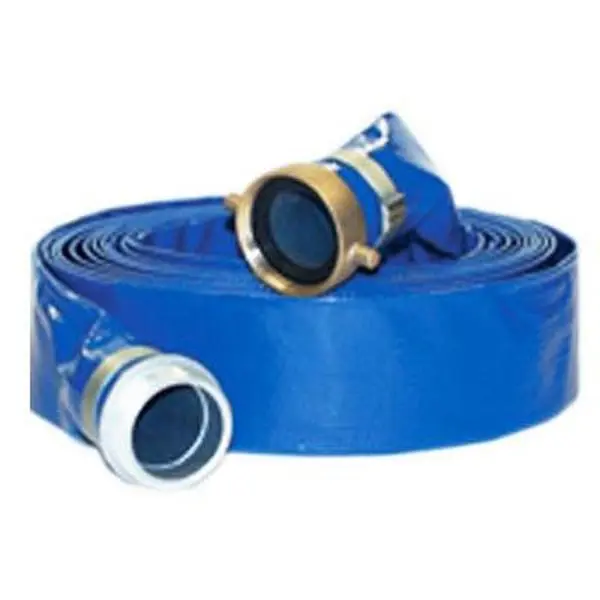 212 MAIN Extruded PVC Lay Flat Discharge Water Hose, 2x50ft Size, Coupled M x F Short Shank Assembly with Band Clamp, Flexible Heavy-Duty Hose, Flexible Hose