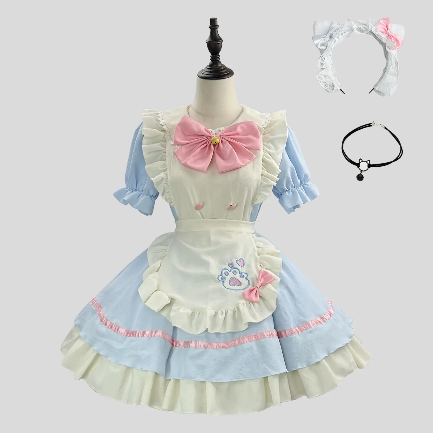 Light blue+necklaces+headwear