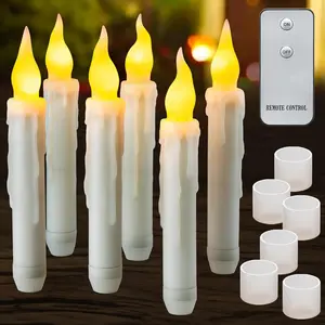 6 Pack Remote LED Taper Candles  Operated, Halloween Floating Candle Lights Flickering Flameless Outdoor Electric Flicker  Candle Bulk, Window Chandelier Holder Christmas Decorations