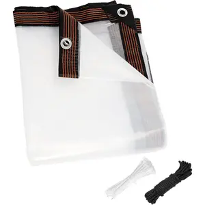 10x20 FT Clear  Tarps Heavy Duty Outdoor Garden Rainproof Covering,Clear Vinyl Tarp with Grommets,Transparent  Tarpaulin for Covering Henhouse Porch Canopy  Camping