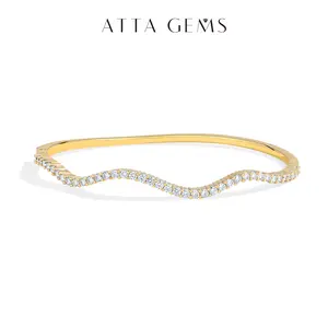 ATTAGEMS Fashion Style 2.0mm Round Cut D Color VVS1 Lab-Created Moissanite Bracelet Bangle For Women Girls S925 Sterling Silver Elegant Anniversary Gift Fine Jewelry B079 summerwins,summerwins