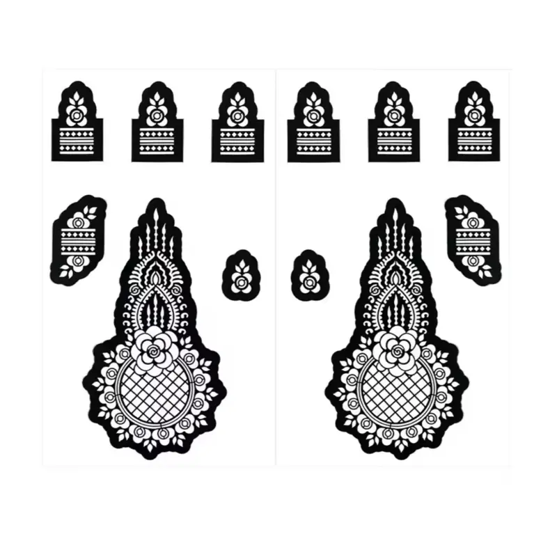 Henna Stencils - Black Hand Design with Unique Patterns, Suitable for Various Occasions and Events