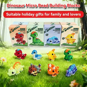 Cute Dinosaur Micro Bead Building Blocks Series, Building Sets, Educational DIY Assembly Toy, Children's puzzle DIY assembly ornament toys,Fun Puzzle Decoration for Kids, Building Block Model,Smooth particles that do not harm hands