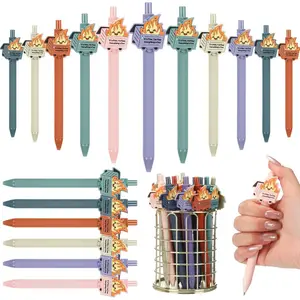 6pcs Trash Can Fire Theme Ballpoint Pens, Black Ink, Retractable Writing Pens, Funny Teacher Pens, Office Christmas Gift for Colleagues, Trash Can Fire Theme Desktop Accessories - Bulk Purchase for Employee Christmas Stocking Stuffers, Office Team