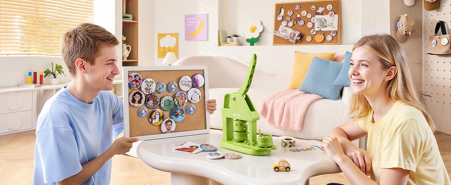 VEVOR Button Maker Machine, 1.26 in, Plastic Pin Maker with 500pcs Button Parts, Mr. Panda Magic Book, Circle Cutter and Hex Wrenches, Reinforced Ergonomic Handle, for DIY Badges, Personalized Pins