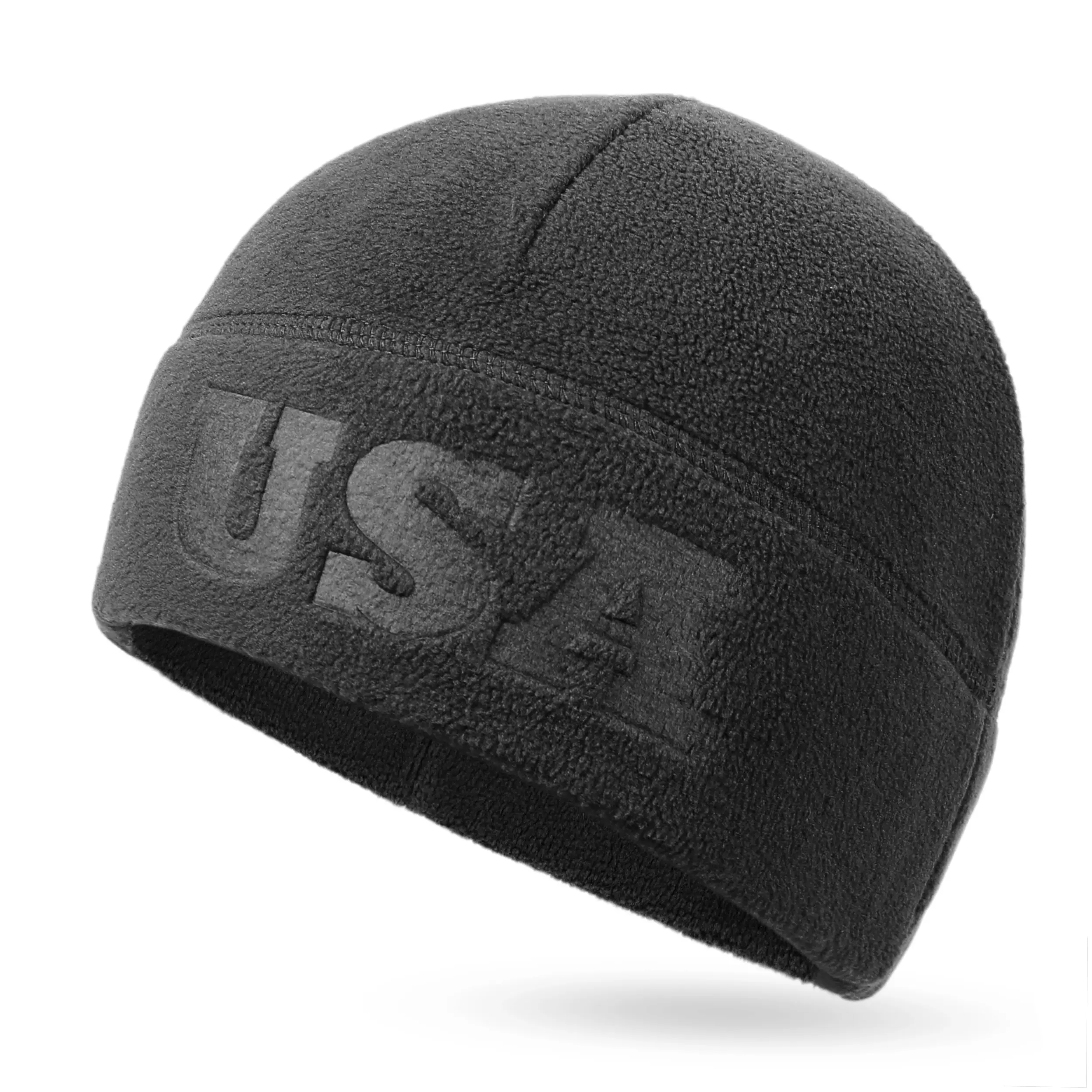 OUTDOOR SHAPING Men's Tactical Fleece Beanie - USA Embossed Multi-Season Army Military Watch Cap, Winter Warm Sports Hat, 1 Size Fits Most, Beanies, Durability, Biking, Fitted, Male Fit