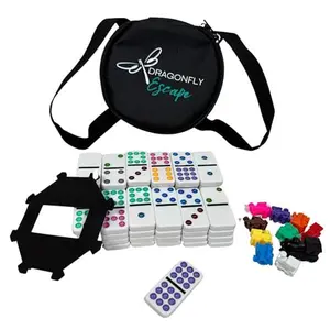 Travel Domino Set for adults – Double 9 Dominoes with Bright Colored Dots, Family Games for Kids and Adults, Travel Mexican Train Dominoes set, Canvas Carry Bag Dominos – Juegos de Mesa