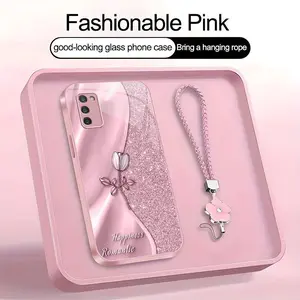 Suitable for [Galaxy A03s] high-end phone case🥰，drop-resistant and fingerprint-resistant，Includes a free four-leaf clover lanyard. Features a premium, minimalist printed design—not sequins YM99