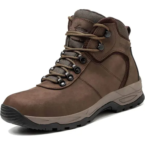 AZXPROT Men's 6" Mid-Cut Waterproof Membrane Hiking Boots - 1 Pair, Soft Toe, Memory Foam Comfort, Non-Slip Rubber, Lightweight Leather, Abrasion Resistant, Durable Outdoor Trekking, Hiking Fit, Laces, for Outdoor Work Tactical Use