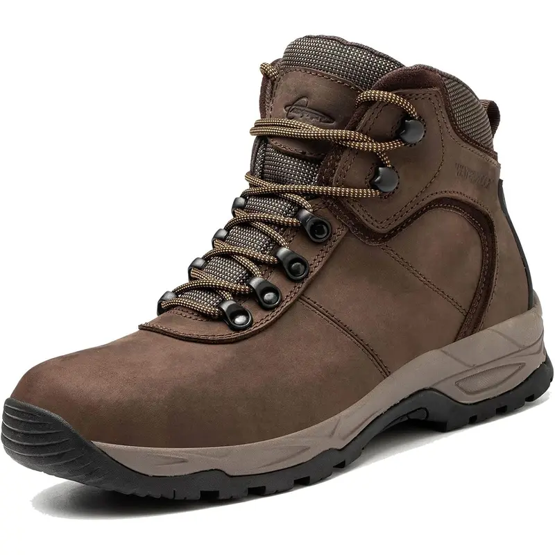 AZXPROT Men's 6" Mid-Cut Waterproof Membrane Hiking Boots - 1 Pair, Soft Toe, Memory Foam Comfort, Non-Slip Rubber, Lightweight Leather, Abrasion Resistant, Durable Outdoor Trekking, Hiking Fit, Laces, for Outdoor Work Tactical Use