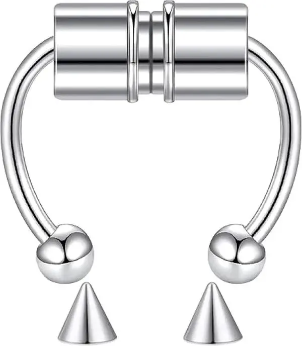 Magnetic Septum Nose Ring Horseshoe Stainless Steel Faux Fake Nose Septum Rings Non-Pierced Clip On Nose Hoop Ring