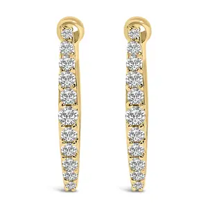 10K Gold 1/4 Cttw Lab Grown Diamond Heart Shaped Huggy Hoop Earrings