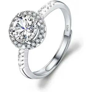 Moissanite Adjustable Engagement Ring, Promise Eternity Ring for Women,Wedding Rings,Jewelry Gift,Friendship Promise Fashion Jewelry Valentine Gifts for Women