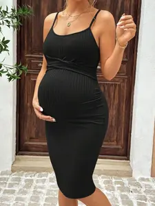 Maternity Casual Dress: Racerback, Solid Color, Perfect for Daily Wear