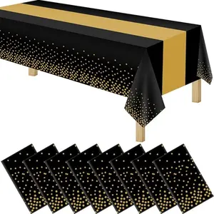6 Pack Rectangle Plastic Dot Tablecloth Set, 54 X 72 Inch Plastic Table Cover, Table Runners for Wedding Graduation Birthday New Year Party Decorations