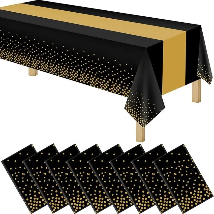 6 Pack Rectangle Plastic Dot Tablecloth Set, 54 X 72 Inch Plastic Table Cover, Table Runners for Wedding Graduation Birthday New Year Party Decoration Supplies