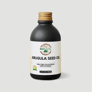 BioNatal Egyptian Desert Arugula Seed Oil 4.2 oz (GLASS) | Cold-Pressed 75-85°F, Unfiltered with Natural Sediment | Wide Leaf Eruca Sativa Oil for Hair & Scalp Care Routine, Beard Grooming, Shine & Smoothness | 100% Pure, No Additives, No Solvents