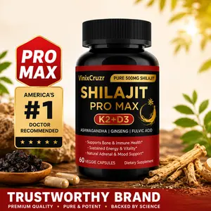 VinixCruzr | Optimal*Shilajit PRO MAX with K2 & D3 - 60 Capsules - Premium Fulvic Acid & 84+ Minerals for Immune Support, Energy & Anti-Aging