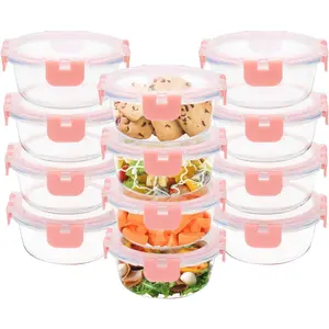 12 Pack 13oz Small Glass Food Storage Containers with Lids Airtight, Leak-Proof Round Meal Prep Containers Set, Freezer to Microwave Safe, Dishwasher Safe