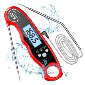 Meat Thermometer Digital, Instant Read Food Thermometer with Dual Probe, Backlight LCD Display, Calibration Function, Kitchen Accessories for BBQ Grill, Gift for Men Birthday, Dad & Mom