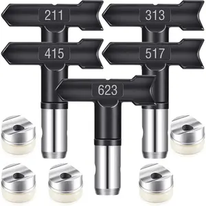 Spray Nozzle Spray tip Reversible Spray Tips Airless Paint Sprayer Nozzle Tips Airless Paint Spray Machine Parts for Homes Buildings Garden Decks Fences (5 Pieces - 211, 313, 415, 517, 623)