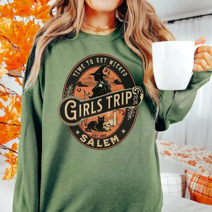 Salem Girls Trip Sweatshirt, Salem 2026 Halloween Witch Crewneck, Witches Vintage Salem Witch Shirt, Salem Trip Witch Sweatshirt Hoodie