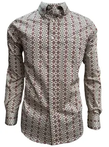 Lamasini CAMISA MT4060 WESTERN VAQUERA MALGA LARGA LAM-3039 BEIGE Long Sleeve Western Shirt with Geometric Pattern
