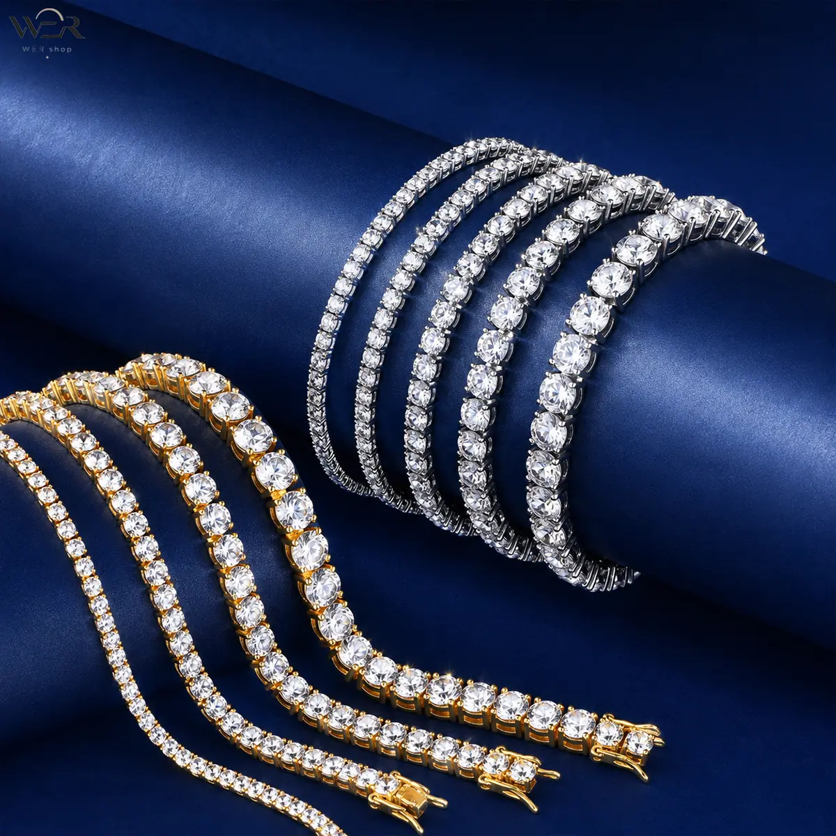 Tennis Bracelet Single Row CZ Bracelet Diamond Tennis Bracelet Luxury Fashion Bracelet Gold Silver Rose Gold Sparkly Bracelet for Women Gift