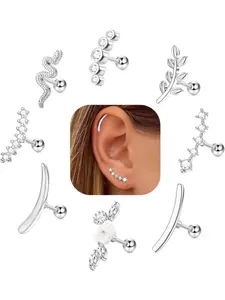 Helix Piercing Jewellery Tragus Cartilage Earrings Screw Back Steel Stud Earrings for Women Flower Ear Piercing Silver Conch Daith Tragus Helix Piercing Earrings 16G Silver Stud Earring Jewelry