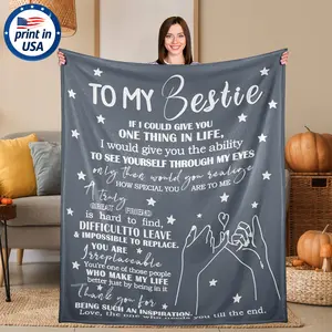 To My Bestie Inspirational Quote Flannel Throw Blanket 280GSM Ultra Soft Cozy Warm Blanket for Best Friend Gift Bed Sofa Car Travel Camping Birthday Christmas Holiday Anniversary