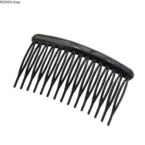Classic Black Large Hair Comb - Trendy Wide Tooth Decorative Side Comb with Strong Grip Teeth, Durable Smooth Plastic Hair Accessory for Women, Perfect for Updo Ponytail Bun Daily Hairstyle & Vintage Chic Looks