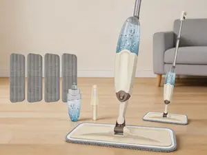 Microfiber spray wet mop for floor cleaning, equipped with 4 reusable washable pads. Suitable for multi‑surface floors in home and kitchen spaces, with a refillable 400ml water bottle.