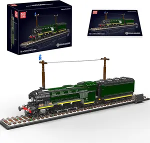Mould King 12044 Technology Steam Locomotive Model, Creativity Train Technology Rail Delivery Model Car Kit, Technology (1766 Pieces) Clamping Blocks Kit