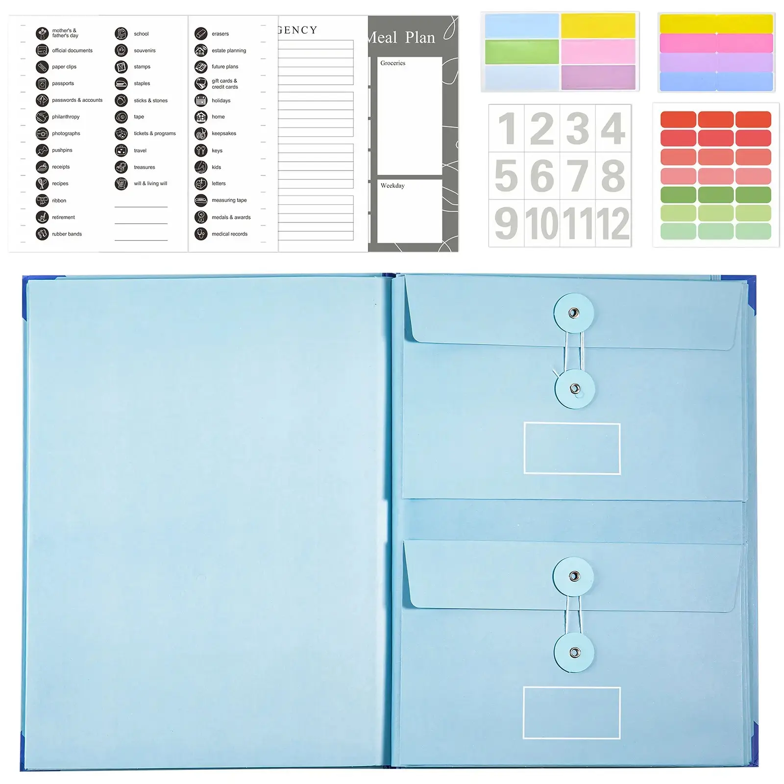 2026 New Life Book Document Binder with Labels, Envelope-Style Padfolio Organizer for Important Documents, Home and Office Filing