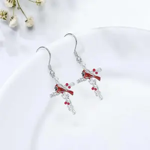 Women's Silver Cross-Shape Bird Artificial Gemstone Earrings - Lightweight Minimalist, Versatile, Statement, Daily Wear Accessory, Ideal Jewelry Gift, Versatile Earrings