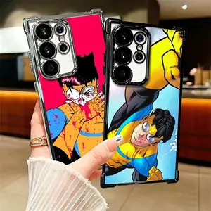 I-Invincible Anime Plating Phone Case For Samsung Galaxy S24 S25 FE S26 Edge S23 Ultra S22 S21 Plus For iphone 17 16 15 14 13 12 11 17Air Plus Pro Promax  Anti-Fall Airabag Cover