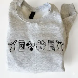 (Ship from US) EMBROIDERED Pharmacy icon Aesthetic Sweatshirt Casual Crew Neck. Pharmacist/ pharmacy tech Long SleeveCasual Comfortable Casual Wear - Cute, Tops, Hoodie, Gift For Her Womenswear