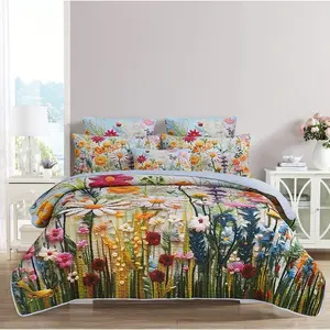 3-Piece Floral Bedspread Set, Floral Bedding Set, 1 Bed Cover + 2 Pillowcases, High-Definition Print, All-Season Home Dorm Decor, No Pillow Inserts Included