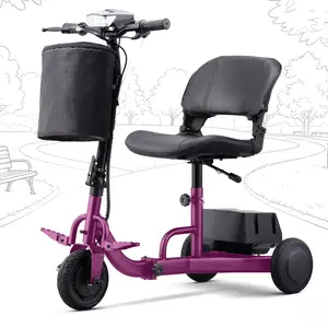Lightweight Foldable Mobility Scooter for Seniors, 3-Wheel Electric Powered Scooter with Dual Removable Batteries, Adjustable 360° Seat, Basket & LED Light, 300lbs Capacity