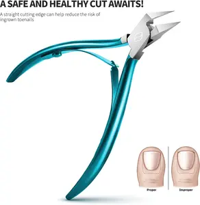 Professional Grade Blue Nail Clippers for Thick and Hard Toenails, Easy to Grip, Precise Toenail Trimming, Sharp and Durable, Manicure Steel Toenail Clippers