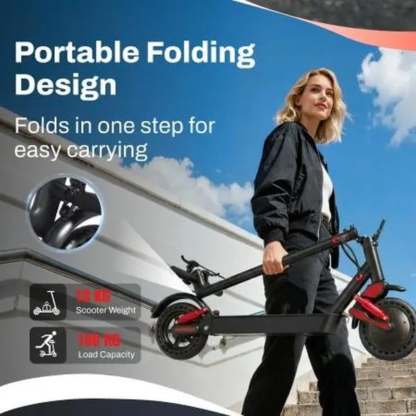 HX D06 Electric Scooter for Adults 500W 36V 25Ah 43-50mi Long Range 8.5inch Tire Dual Suspension Electric kick Scooters Foldable E Scooter for City Commuting APP Smart Ideal Gift for Family & Friends