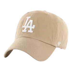 47 Brand Clean Up Los Angeles Dodgers Strapback in Khaki | Adjustable Cap