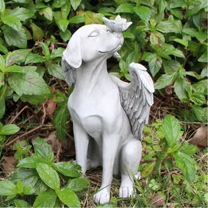 Angel Wing Memorial Resin Statue - Creative Pet Loss Gift with Dog Figurine & Heavenly Decor