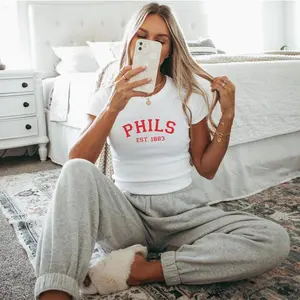[Sale off up to 50%] Baseball Baby Tee for Women, Gift for Philadelphia Fan, Philly Gift for Women, Trendy Baseball Baby Tee, Athletic Gear