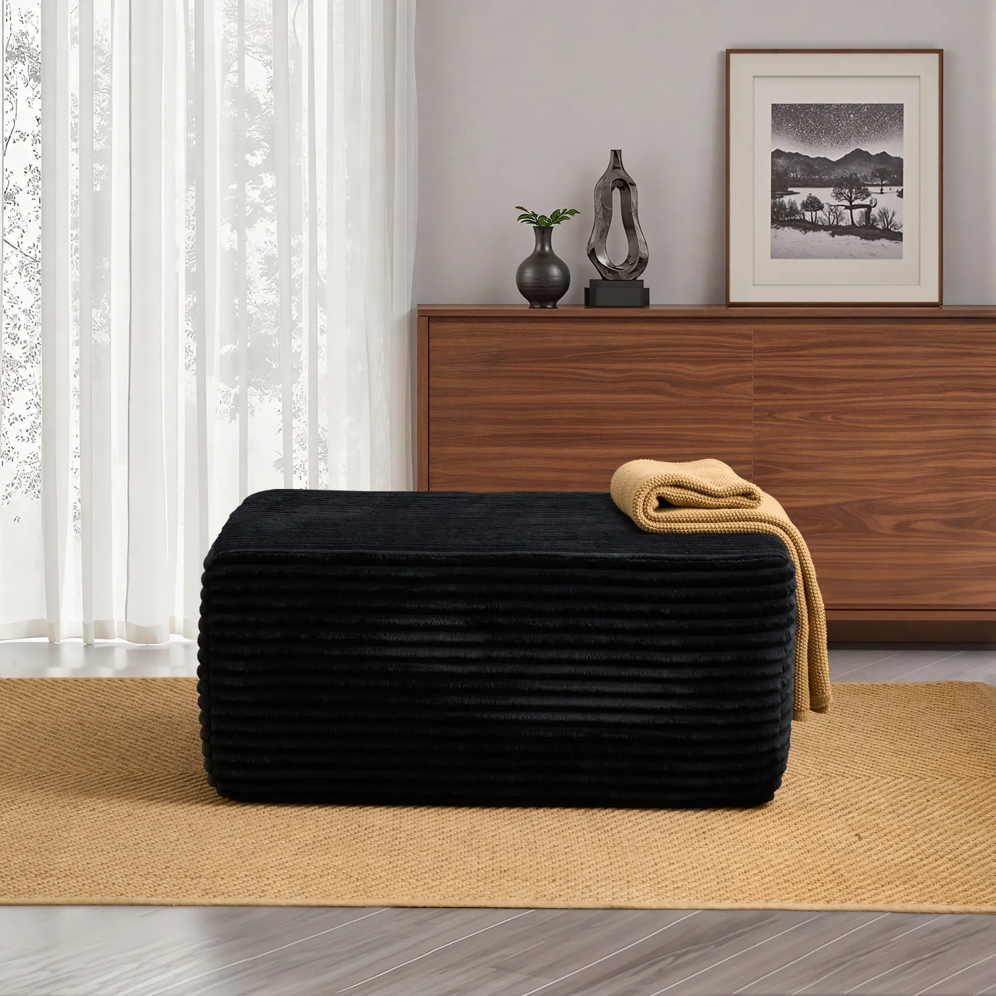 Black Plush Corduroy