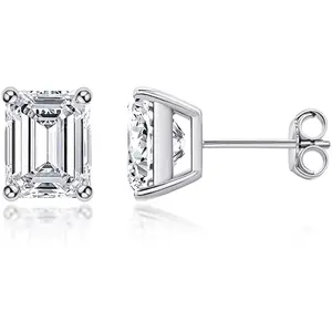 Lab Grown Emerald Cut Stud Earrings
